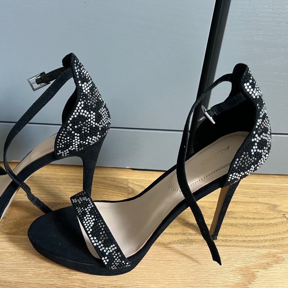 ALDO black open toe high heel, US size 9